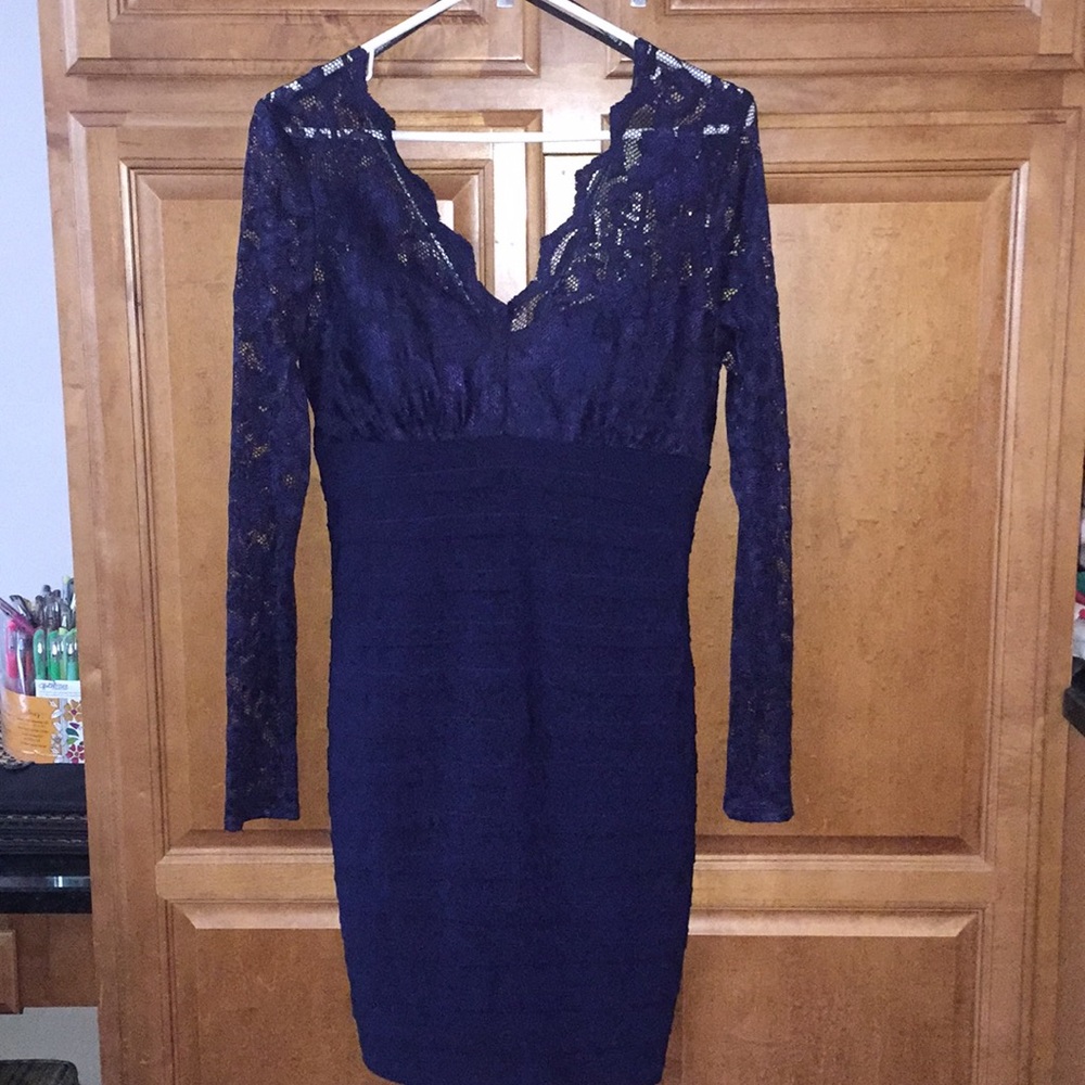 Navy Blue Lace top dress - camisole lined